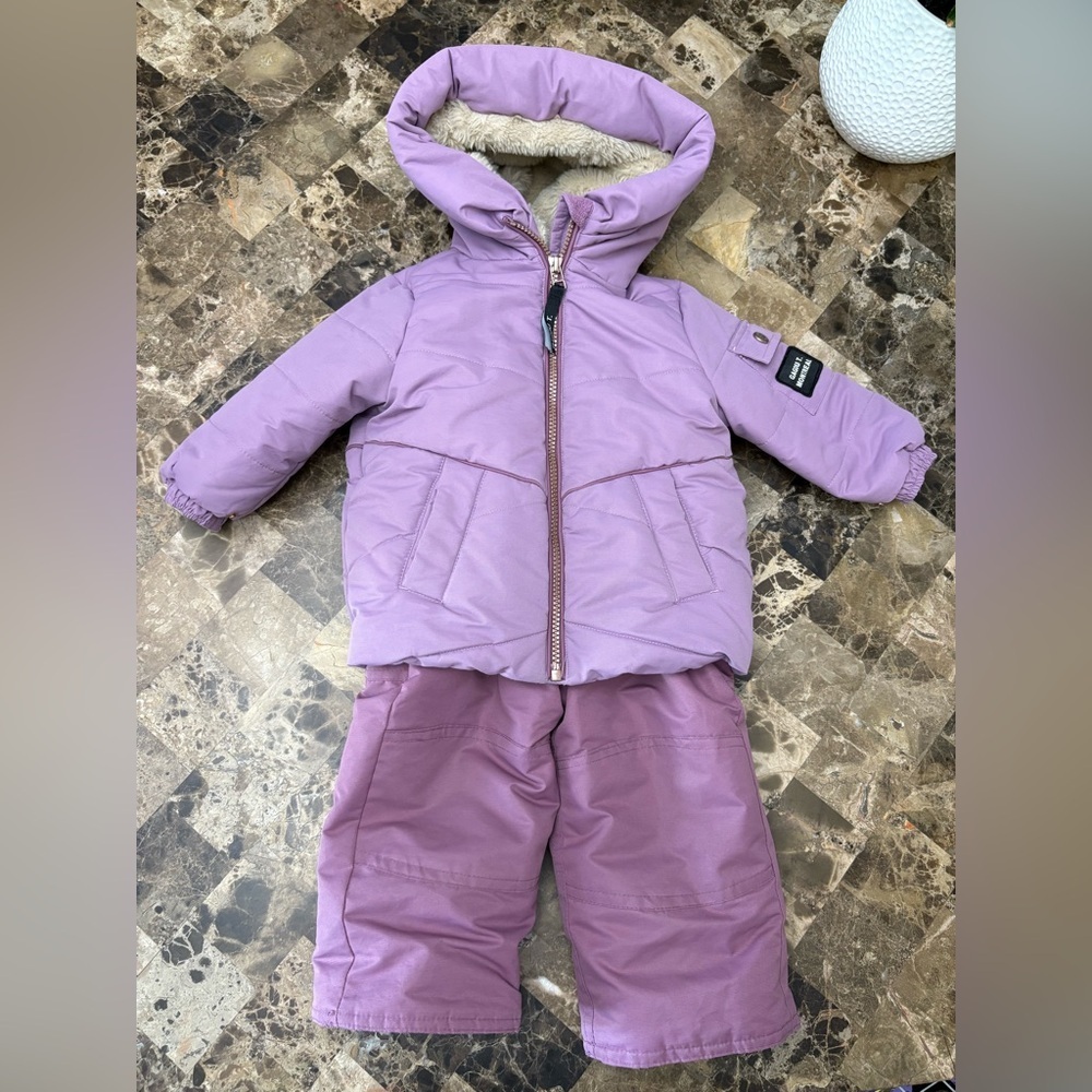 Gagou Tagou Purple Hooded Winter Jacket and Pants Set 12 months